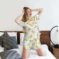 thumbnail image 5 of Logiee Yellow Rubber Duck Print Womens Pajamas Set,Short-Sleeve Pajama 2 Piece Sleepwear with Pockets-Large, 5 of 6