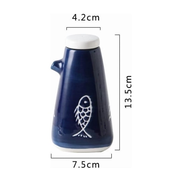 Olla de aceite de cerámica pintada a mano - Botella pequeña de salsa de vinagre de 300 ml for suministros de cocina