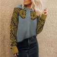 thumbnail image 3 of Mujeres verano moda casual suelta manga completa costura animal print o cuello blusa suéter Fridja  hjk856, 3 of 5