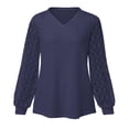 thumbnail image 4 of Oalirro Going out Tops for Women Fashion Woman V Neck Hollow Out Long Sleeve T Shirt Autumn Solid Blouse Tops, 4 of 5