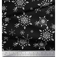 thumbnail image 2 of Soimoi Black Cotton Duck Fabric Snow Flakes Floral Decor Fabric Printed Yard 42 Inch Wide, 2 of 3
