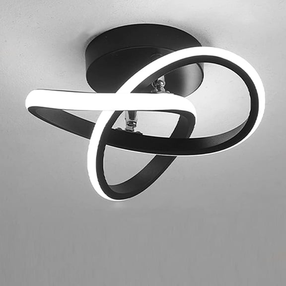 Senhu Modern LED Ceiling Light 22W 6000K White Light Black Finish Electric Powered LED Ceiling Lamp in Flower Shape for Bedroom Corridor Balcony