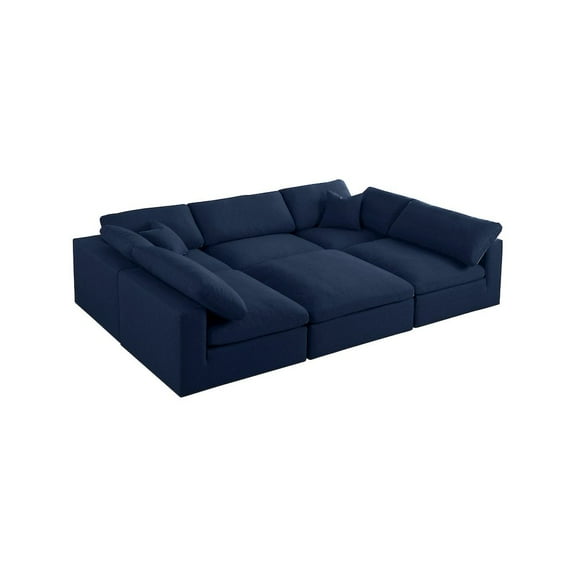 Meridian Furniture Serene Navy Durable Linen Fabric Modular Sectional