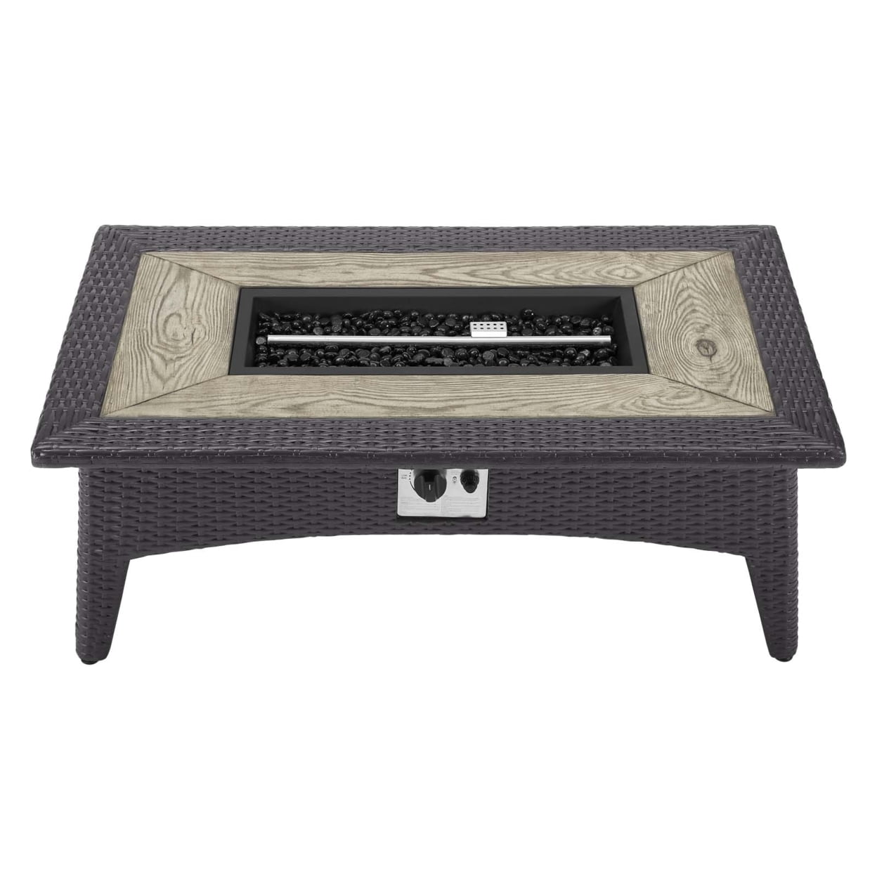 Modway Splendor Aluminum & Rattan Fire Pit Patio Coffee Table in Espresso