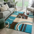 thumbnail image 6 of Echo Shapes & Circles Blue & Brown Modern Geometric Comfy Casual Hand Carved Area Rug 8x10 8x11 ( 7'10" x 9'10" ) Easy Clean Stain Resistant Abstract Contemporary Thick Soft Plush Living Room Rug, 6 of 7