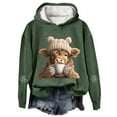 thumbnail image 2 of Christmas Sweatshirts for Women 2025 Cow Print Tops Festive Western Graphic Pullover for Cozy Hoody Holiday Style Womens Hoodies Green M, 2 of 4
