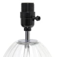 thumbnail image 4 of Bedside Table Lamp Fluted Glass Shade Gray Fabric Lamp Modern Accent Light, 4 of 9