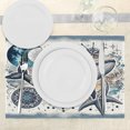 thumbnail image 3 of Ambesonne Nautical Place Mats Set of 4, Whale Anchor Mandala Night, Standard Size, Indigo Amber, 3 of 5
