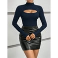 thumbnail image 5 of MOYIKO Mock Turtleneck for Women Long Sleeve Shirts Cutout Front Slim Fitted Tees Tight Tops, 5 of 8