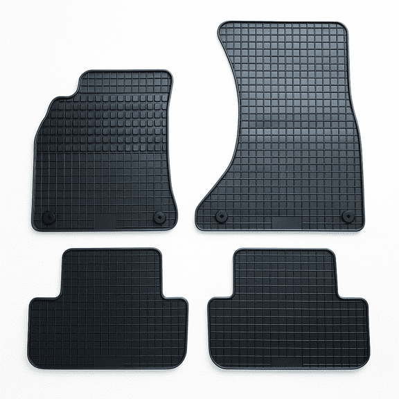 Custom Fit Floor Mats for 2008-2016 Audi A4, S4 (B8) Heavy Duty, All Weather Floor Liners Front and 2nd Row Full Set (Black, Rubber)
