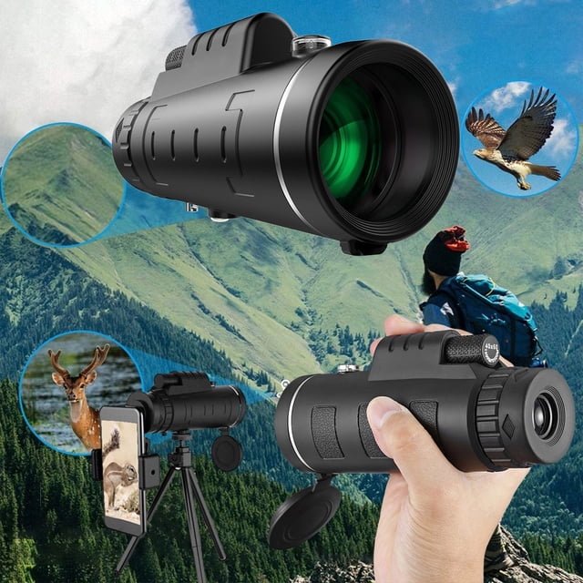 B 40X Monocular Telescope With High Power Magnification, Hd Shimmering Lens, Tripod And Spring Clamp, For Outdoor Photography And Observation, 6.1 X 2.75 X 2.2In 0.58Lb