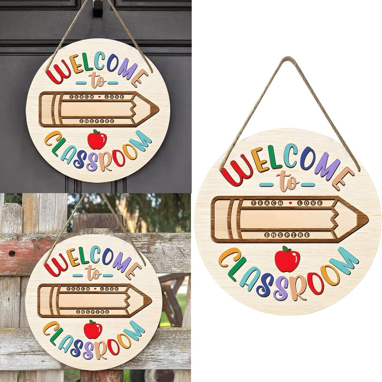 Welcome To Our Classroom Wooden Door Sign - 13x11 Inch, Back To School Wall Decor For Teachers & Students