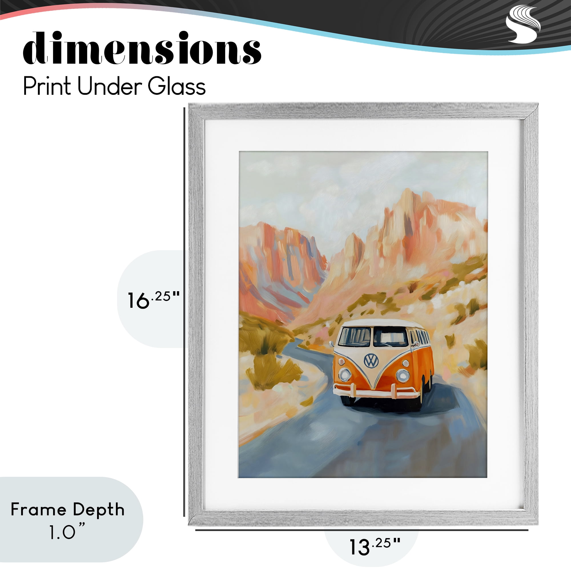 Stupell Industries Van Life Desert Canyon Gray Framed Print Under Glass, design by The Prints Vibe