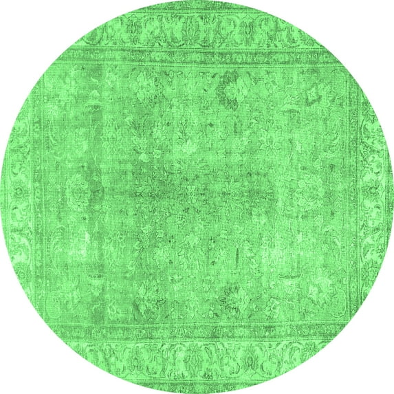 Ahgly Company Indoor Round Persian Emerald Green Traditional Area Rugs, 5' Round