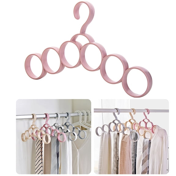 CTIRCHIU 1Pc Pink Plastic Clothes Hanger Multifunction Scarf Tie Rack for Closet