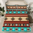 thumbnail image 2 of Feelyou Tribal Aztec Twin Sheet Sets for Adult, Western Mandala Twin Fitted Sheet, Triangle Geometric Flat Sheet, Luxury Bedroom Decor, 3pcs, 2 of 7