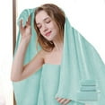 thumbnail image 3 of Soft Linen 3-Piece Bath Towel Set | 1 Bath Towel, 1 Hand Towel, 1 Washcloth | Highly Absorbent Quick-Dry Towels for Adults | Green, 3 of 6