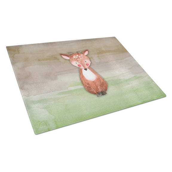 Caroline's Treasures Baby Deer Watercolor Glass Cutting Board Large