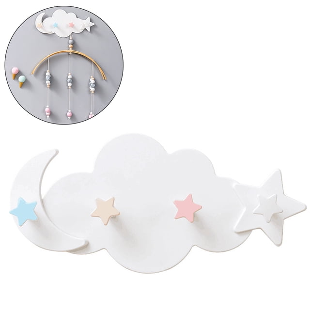 Ganchos montados en la pared con forma de nube, luna y estrella, colgador DIY, decoración de pared, decoración de habitación para niños