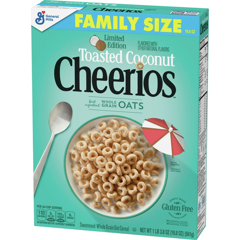 General Mills, Cheerios Breakfast Cereal, Toasted Coconut, Family Size  19.8oz 