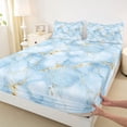 thumbnail image 3 of Homewish Marble Texture Full Size Sheets,Fluid Stripe Aesthetic Bed Sheets,Gold Blue Sheet Sets For Boys Kids,Lightweight Room Decor,4 Pieces, 3 of 7