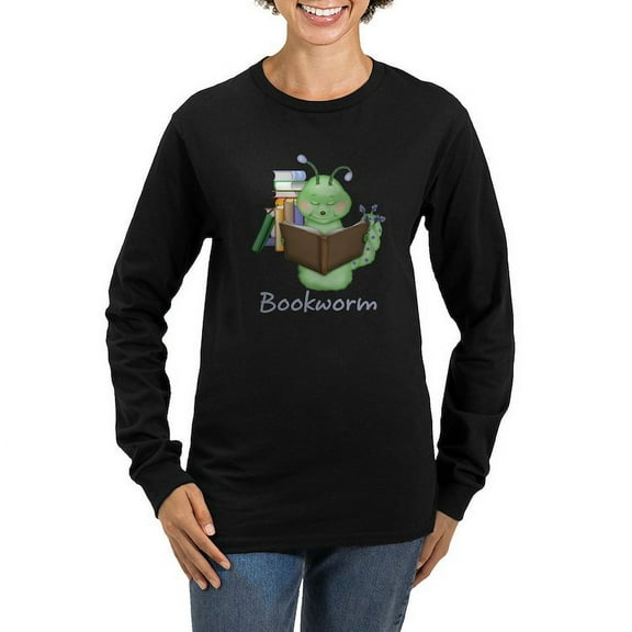 CafePress - Reading Bookworm Women's Long Sleeve Dark T Shirt - Women's Long Sleeve Graphic Tee Casual Fit