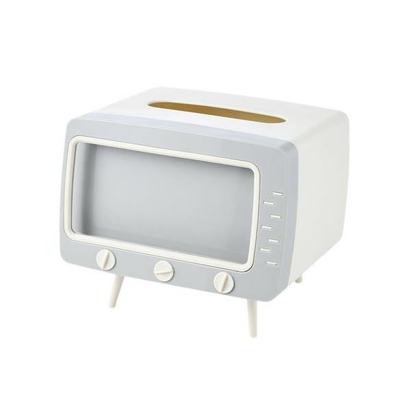 NSESSHome Tissue Box Holder Retro TV Tissue Box Cover Cute and Practical Cell Phone Holder Tampon Holder for Bathroom, Kitchen, Bedroom Dressers, Desks and Tables, Night Stands, Creative Gift
