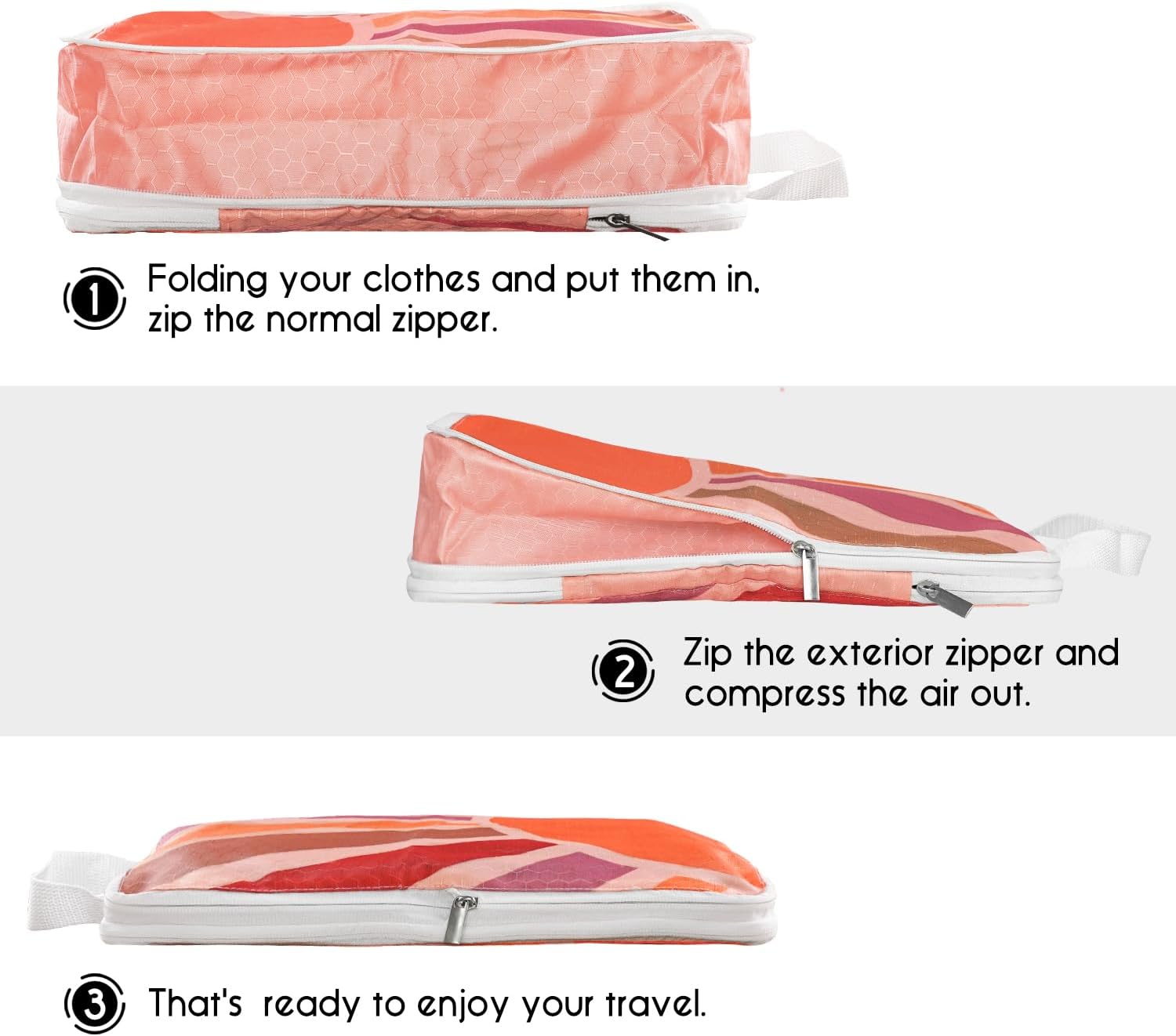 6 Set Compression Packing Cubes for Travel,Bohemia Packing Cubes for Suitcase Luggage Organizer Bags,Travel Essentials for Carry on Backpack,Ultralight and Waterproof(Boho Sunrise Sunset Moon)