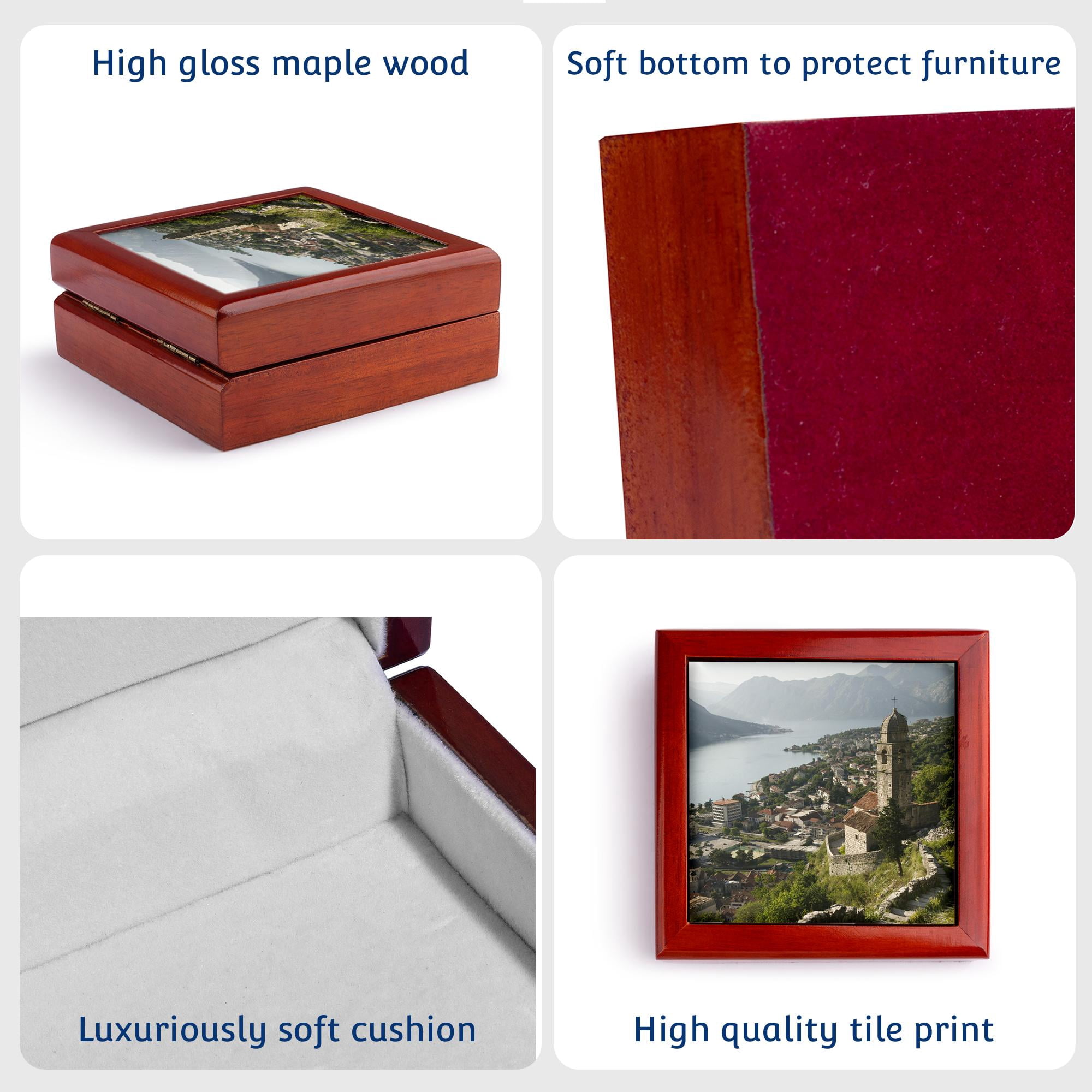 3dRose, Montenegro, Kotor Bay, Gospa od zdravlja Church - EU47 WBI0096 - Walter Bibikow, Jewelry Box 5.5x5.5 inch with 4 inch tile