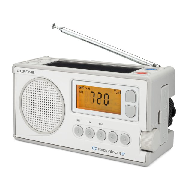 C. Crane CCRadio Solar with Bluetooth Receiving, Emergency Crank NOAA Weather AM/FMâ?? Multi Powered Radio - Built in LED Flashlight and Cellphone Charger