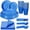 Blue, variant on 210 PCS Clear and Red Plastic Plates for 30 Guests - Disposable Dinnerware Set Including Dinner Plates, Dessert Plates, 12oz Cups, Cutlery & Napkins, Red Party Plates for Valentines