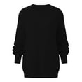 thumbnail image 5 of Women's Fashion Casual Round Neck Long Sleeve Cable Knit Sweater Top for Fall and Winter, Cozy and Classic, Perfect for Cool Weather,Black,Size L, 5 of 6