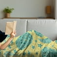 thumbnail image 3 of Moon Soft Flannel Fleece Blanket, Grunge States of the Moon Stars Pattern Vintage Color Palette Retro Design, Cozy Plush for Indoor and Outdoor Use, 50" x 60", Yellow Turquoise Teal, by Ambesonne, 3 of 5