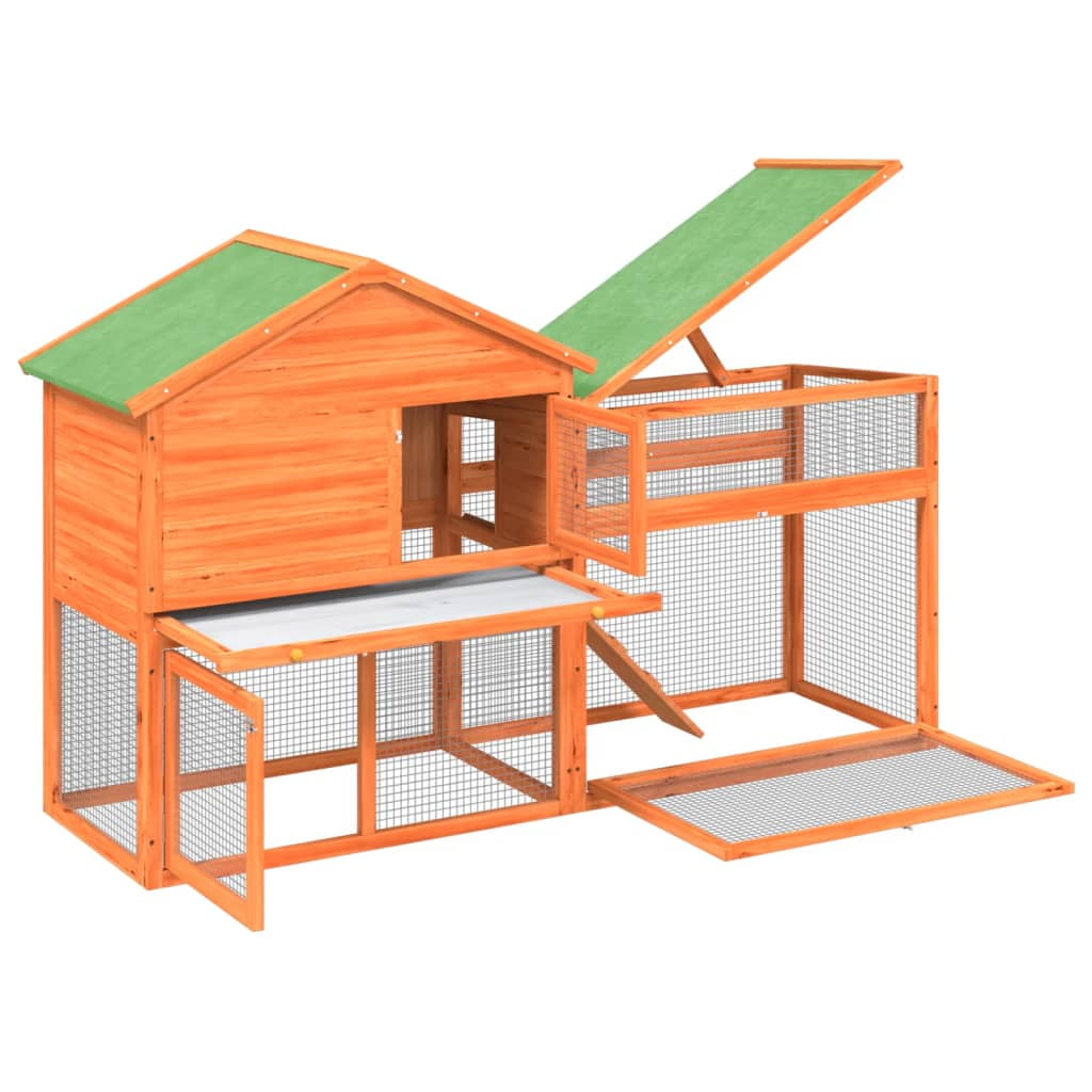 vidaXL Rabbit Hutch Brown 73"x23.8"x43.1" Solid Wood Pine