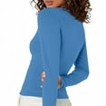 thumbnail image 6 of LISTHA Long Sleeve Shirt Women 2025 Crop Tops Square Neck Basic Y2k T Shirts Slim Fit Clothes #1Blue M, 6 of 6