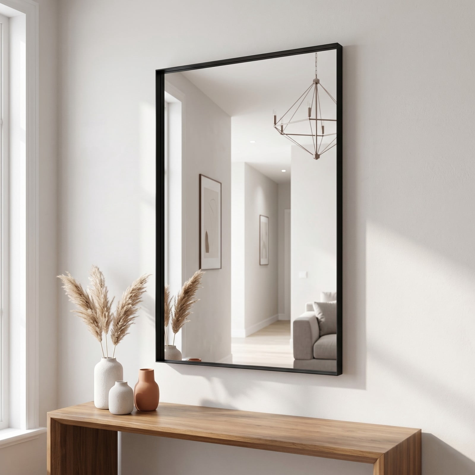 Gleamira 32"x40" Bathroom Wall Mounted Mirror Vanity Rectangular Mirror with Deep Frame, Black