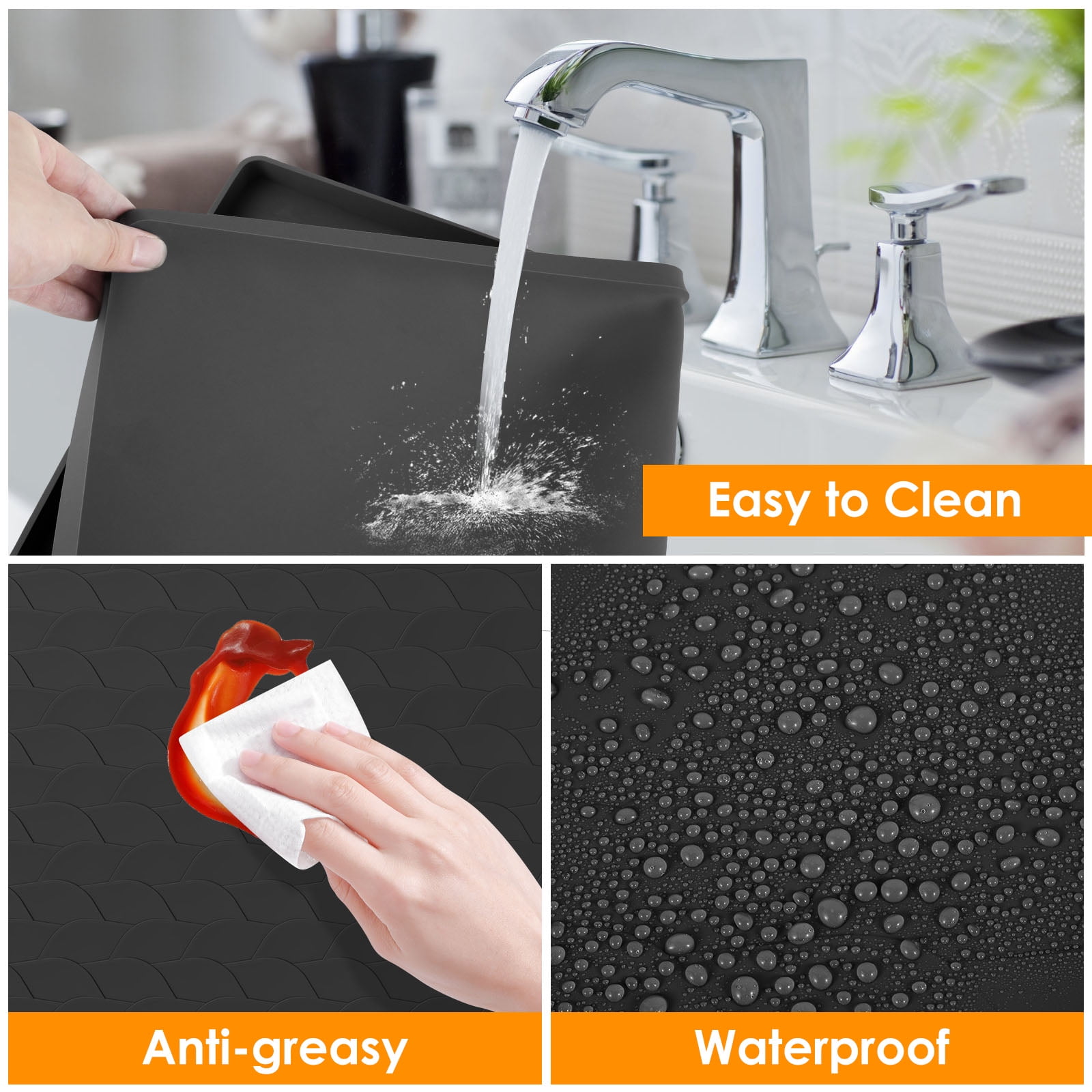 Silicone Washer Dryer Top Protector Mat Waterproof Dustproof Cover (black )