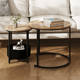 thumbnail image 5 of Nesting Coffee Table Set of 2, Small Modern Light Wood Metal Frame Square Center Table Set, Side End Table for Living Room,Bedroom,Small Spaces Black, 5 of 6