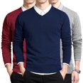 thumbnail image 1 of Cotton Sweater Men Long Sleeve Pullovers Outwear Man V Neck Male Sweaters Fashion Brand Loose Fit Knitting Clothing Korean Style, 1 of 5