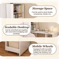 thumbnail image 5 of ZIVACATE Computer Desk with Bookshelf, Stretchable Desk with Storage Shelves and Mobile Wheels, Compact Office Desks & Workstations, Desk for Bedroom, Kids Room, Study, Kitchen (White), 5 of 7