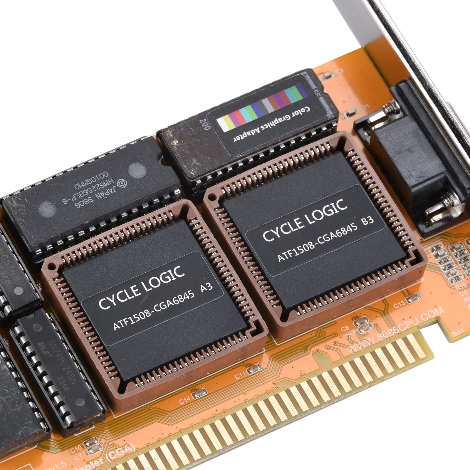 CGA Graphics Card for ISA Interface Small Size, 16KB Memory for Retro Computing, No Driver Required