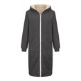 thumbnail image 4 of Cnbwig Womens Long Fleece Jacket Warm Outerwear Full Zip Casual Solid Color Thick Coat Sherpa Hoodie Winter Coats Outwear Grey XL, 4 of 4