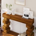 thumbnail image 5 of CQSXDA Geometric Block Stacked Wood Console Table in Warm Natural Finish for Living Room, Entryway or Hallway Decor, 5 of 12