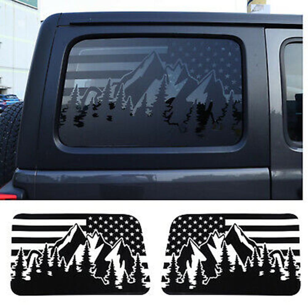 for Jeep Wrangler JL 2018-2022 Rear Snow Mountain Decals Stickers Black -  