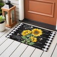 thumbnail image 6 of Rectangle Rug 2x3ft Area Rug, Farm Sunflower Black and White Plaid Area Rugs for Living Room Bedroom, Green Leaves Plant Floor Mat Non-Slip Non-Shedding Carpet Indoor Accent Rugs, 6 of 9