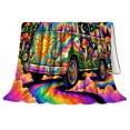 thumbnail image 2 of surreal Hippie Van Life Road Trip decorative motif Celestial, Festive Botanical Garden Scene, Warm Flannel Blanket for Sunroom and Reading Nook, Garden Lovers Housewarming Gift, Botanical Home Decor, 2 of 9