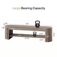 thumbnail image 2 of Tribesigns 63" Wooden Entryway Bench with Shoe Storage, Long 2-Tier Narrow Shoe Bench with Arc Vertical Slat Splicing Legs, End of Bed Stool for Bedroom, Entrance, Living Room (Beige Gray), 2 of 9