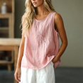 thumbnail image 2 of Unir Women Relaxed Sleeveless Casual Vest, Round Neck Embroidered Lightweight Tank Top, Washed Cotton Feel Summer Layering Blouse, Breathable Loose Fit Solid Color Shirt, Pink White Black Coffee, 2 of 4