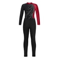 thumbnail image 3 of Doomiva Kids Girls Sparkly Long Sleeves Gymnastics Leotard Ballet Dance Bodysuit Unitard with Skating Leggings Set Burgundy&Black 14, 3 of 6