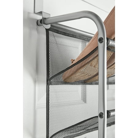 Mainstays 12-Tier Over The Door Shoe Rack for 36 Pairs, Metal, Gray